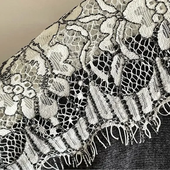 NWT J. Crew Grey Wool Lace Sleeve Sweater - Picture 6 of 7